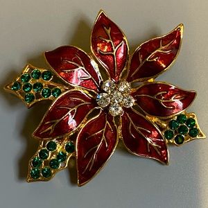 Vintage Poinsettia Christmas Brooch